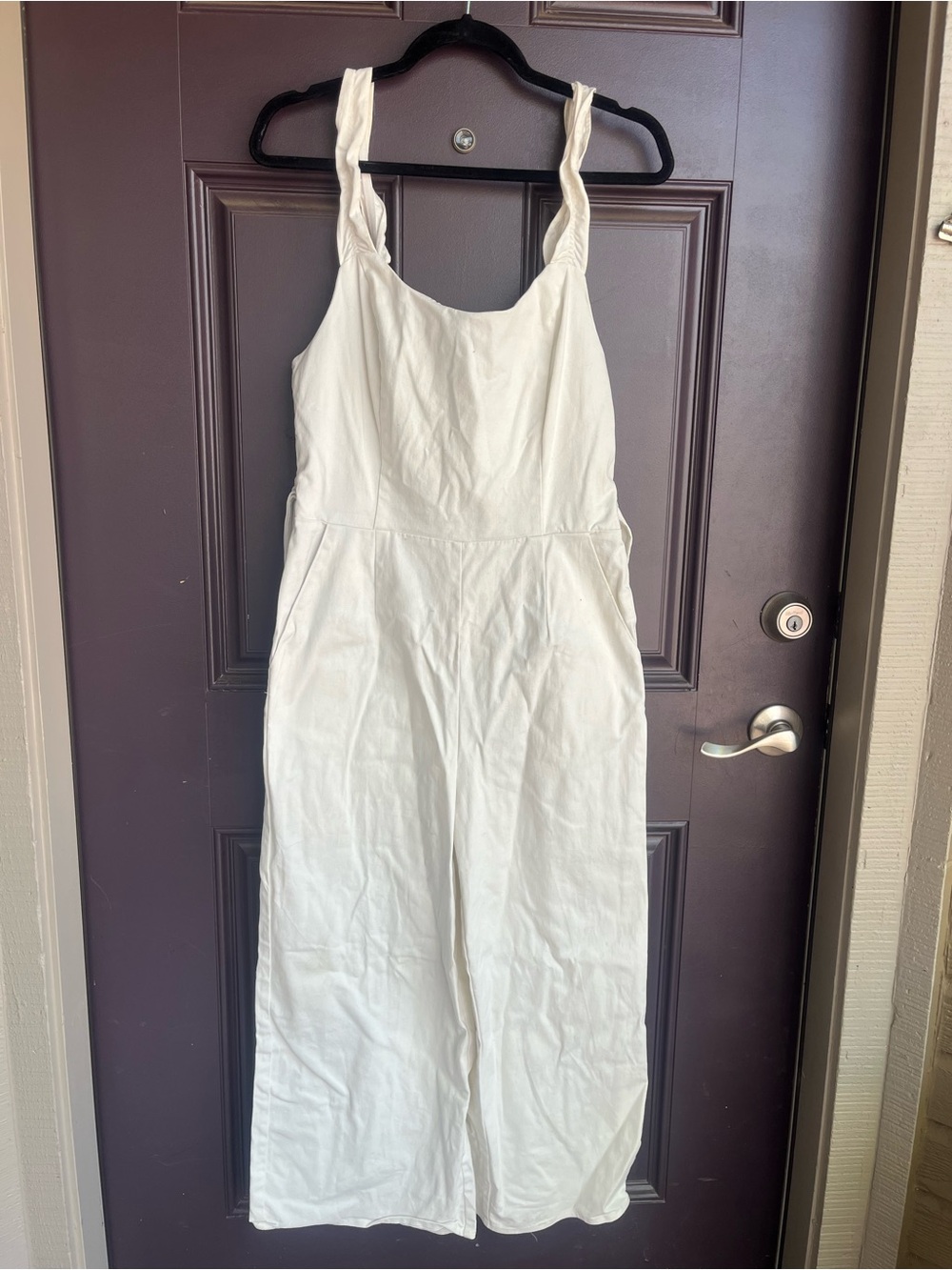 Copper Key White Wide-Leg Twisted-Strap Jumpsuit